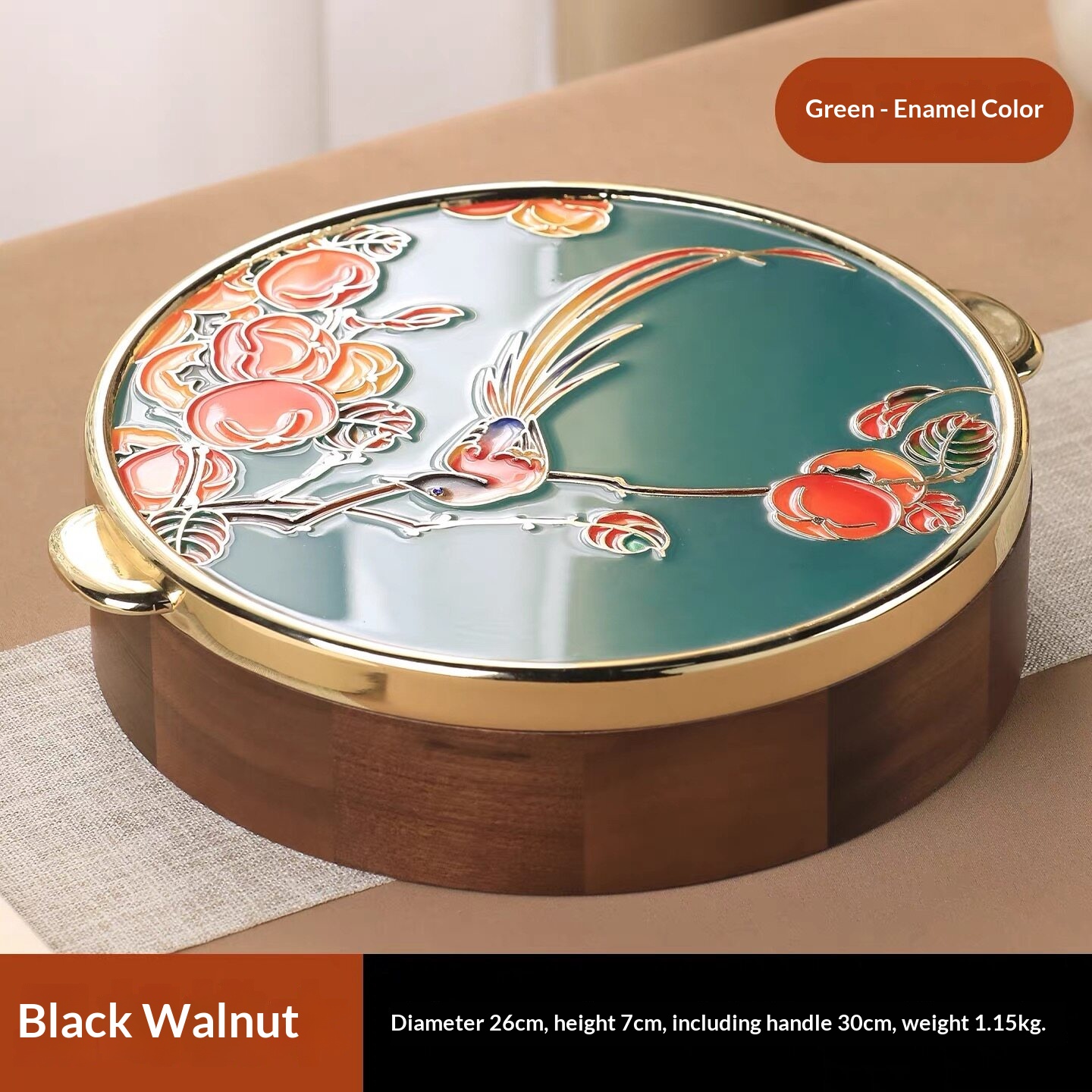 Chinese Enamel Nightstand Nut Box