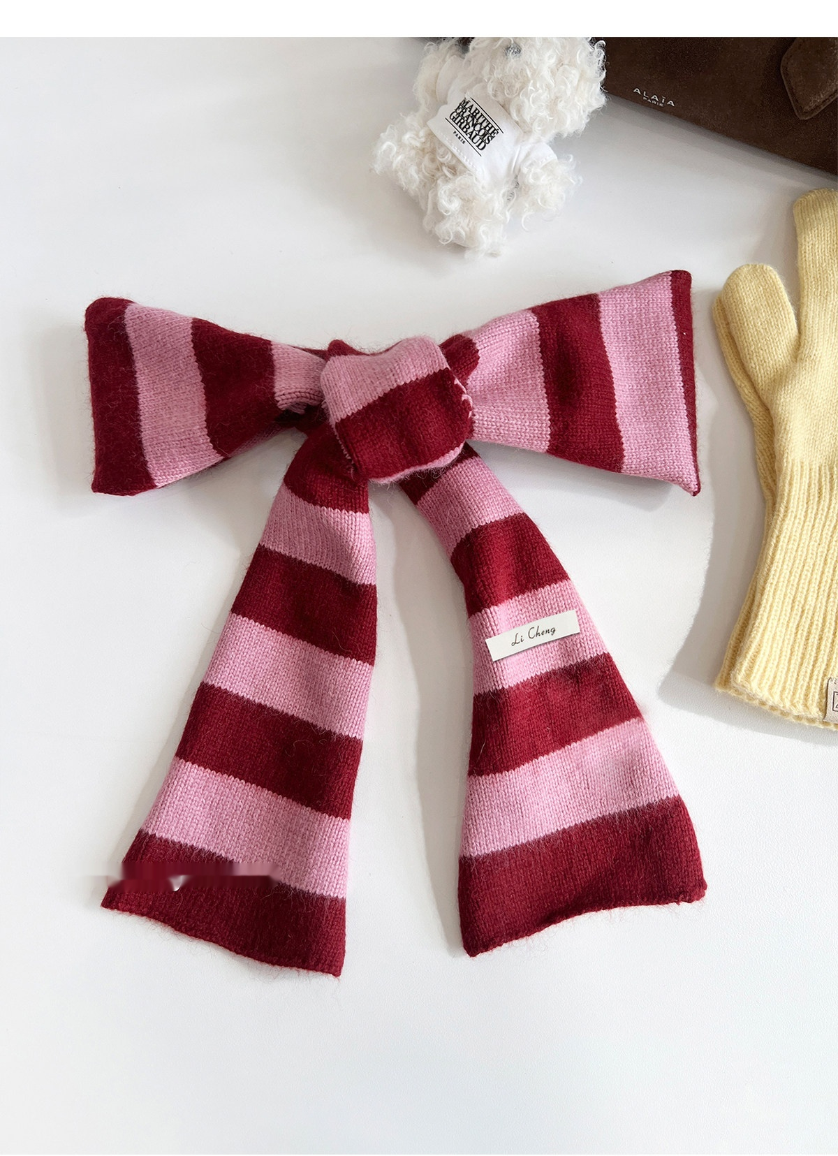 Wool Knitted Narrow Striped All-match Neck Warmer