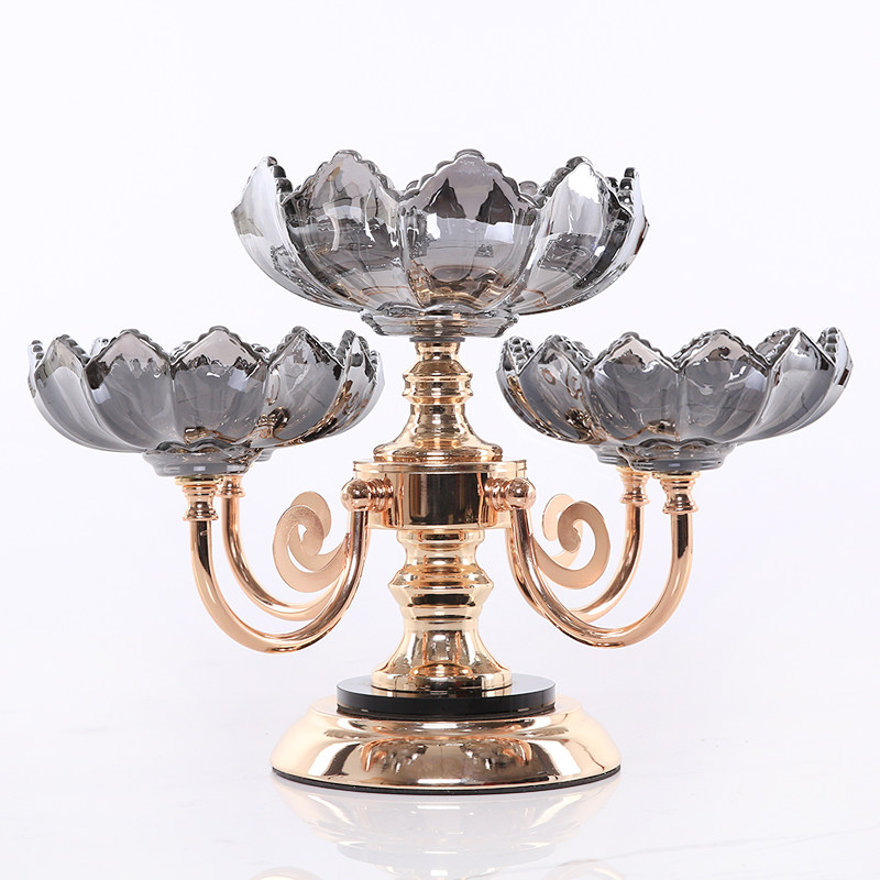 Affordable Luxury Crystal Glass Fruit Bowl American-style Snack Tray