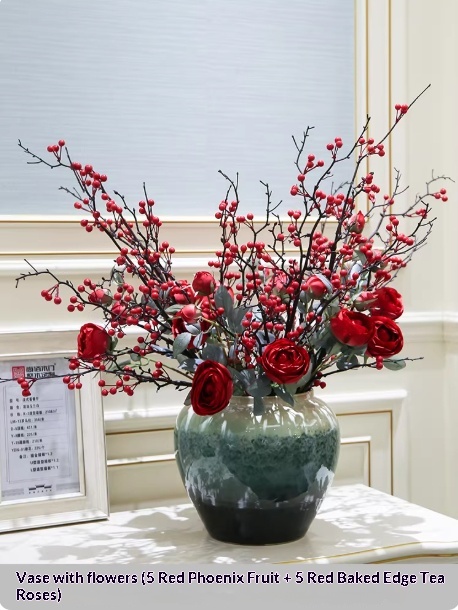 Holly Vase Ornament Artificial Flowers For Floral Arrangements Decor Item