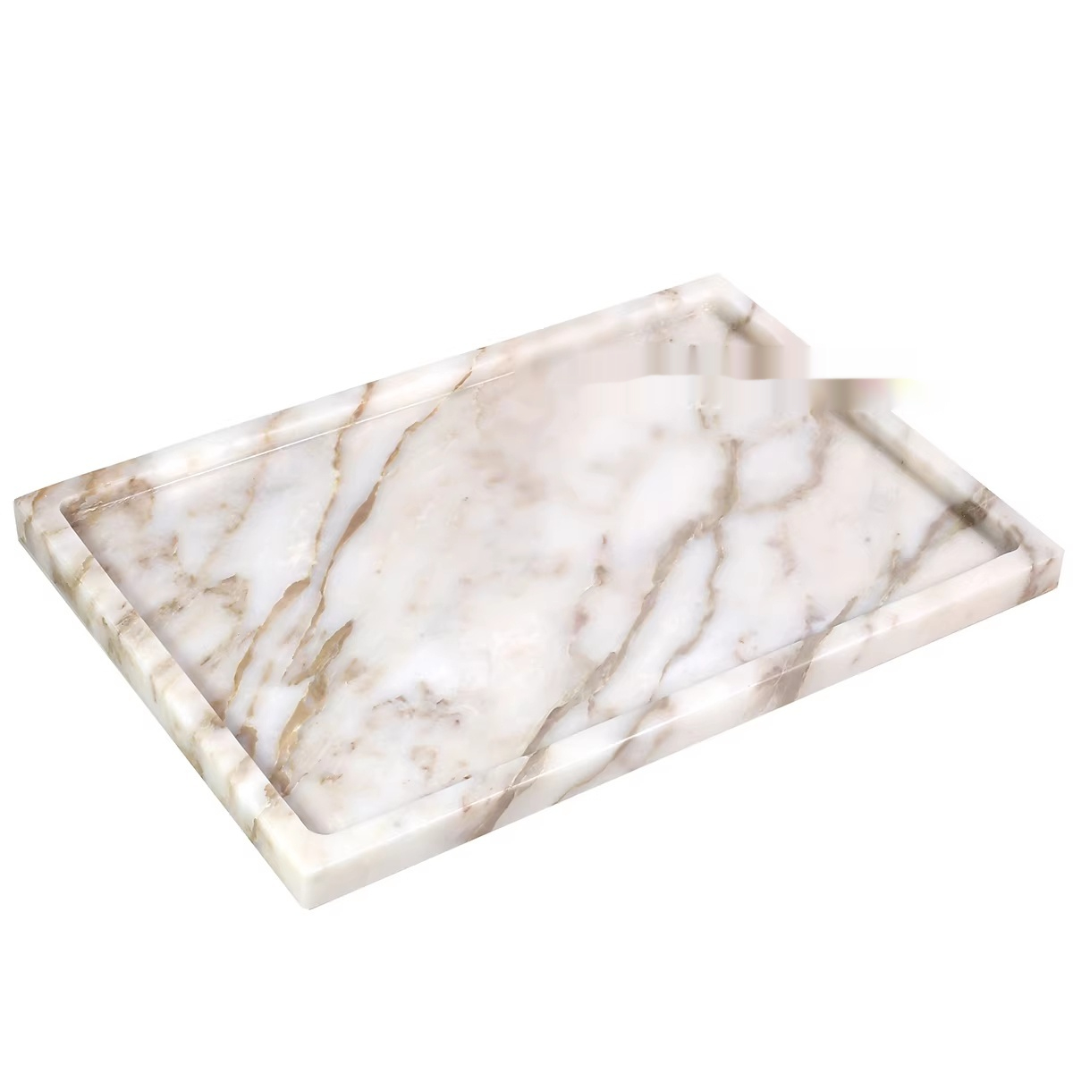 Luxury Natural Marble Rectangular Bathroom Storage Tray