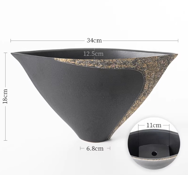 Triangular Ceramic Vase Crafted By Hand Perfect For Zen-inspired Floral Arrangements