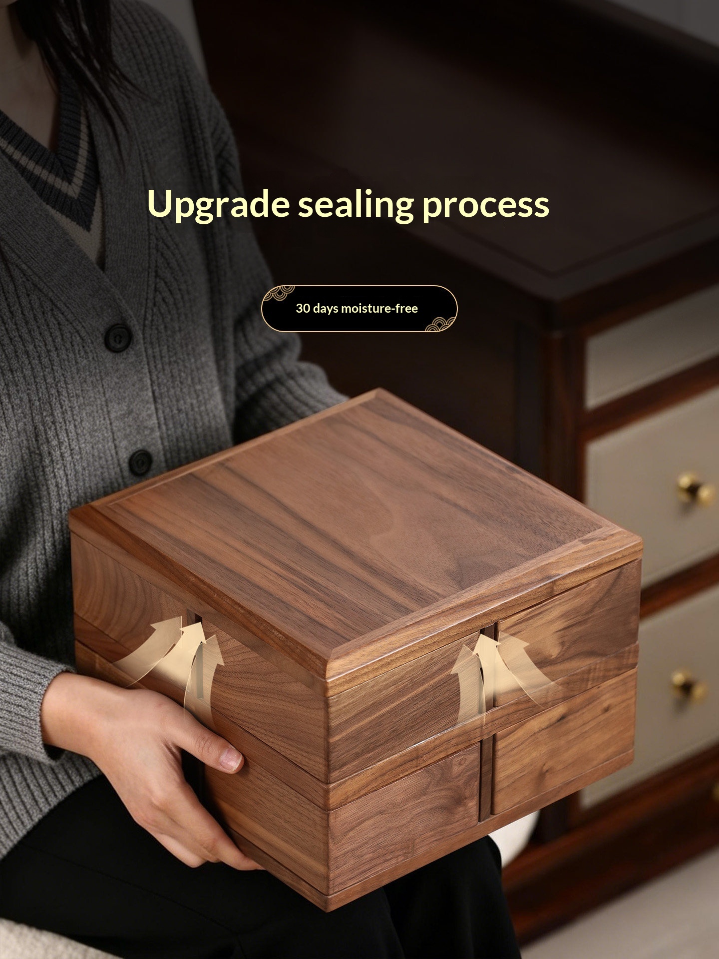 Rotating Walnut Wood Dry Fruit Storage Box