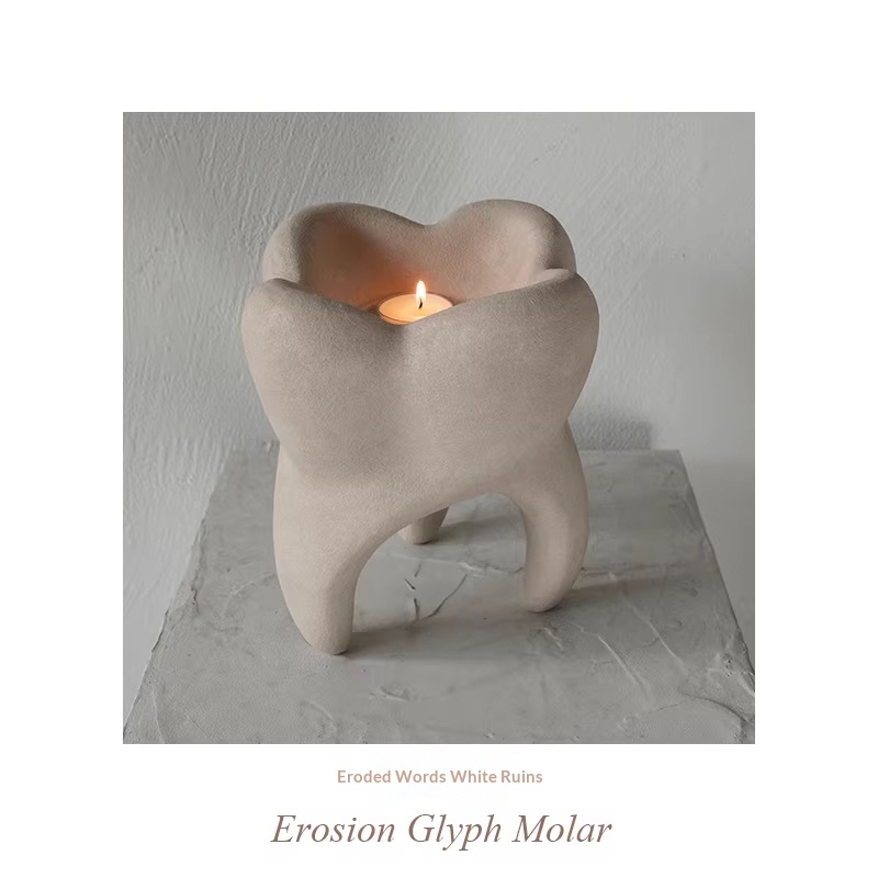 Tooth-shaped Candlestick Creative Art Scented Candle Base Decorative Ornament
