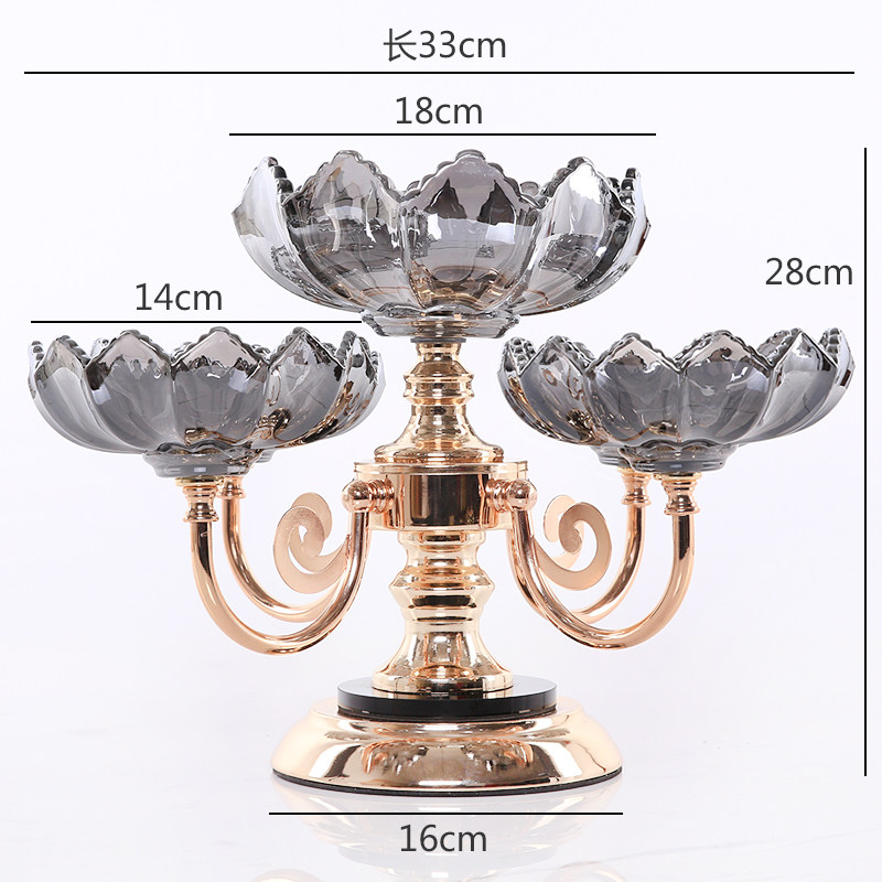 Affordable Luxury Crystal Glass Fruit Bowl American-style Snack Tray