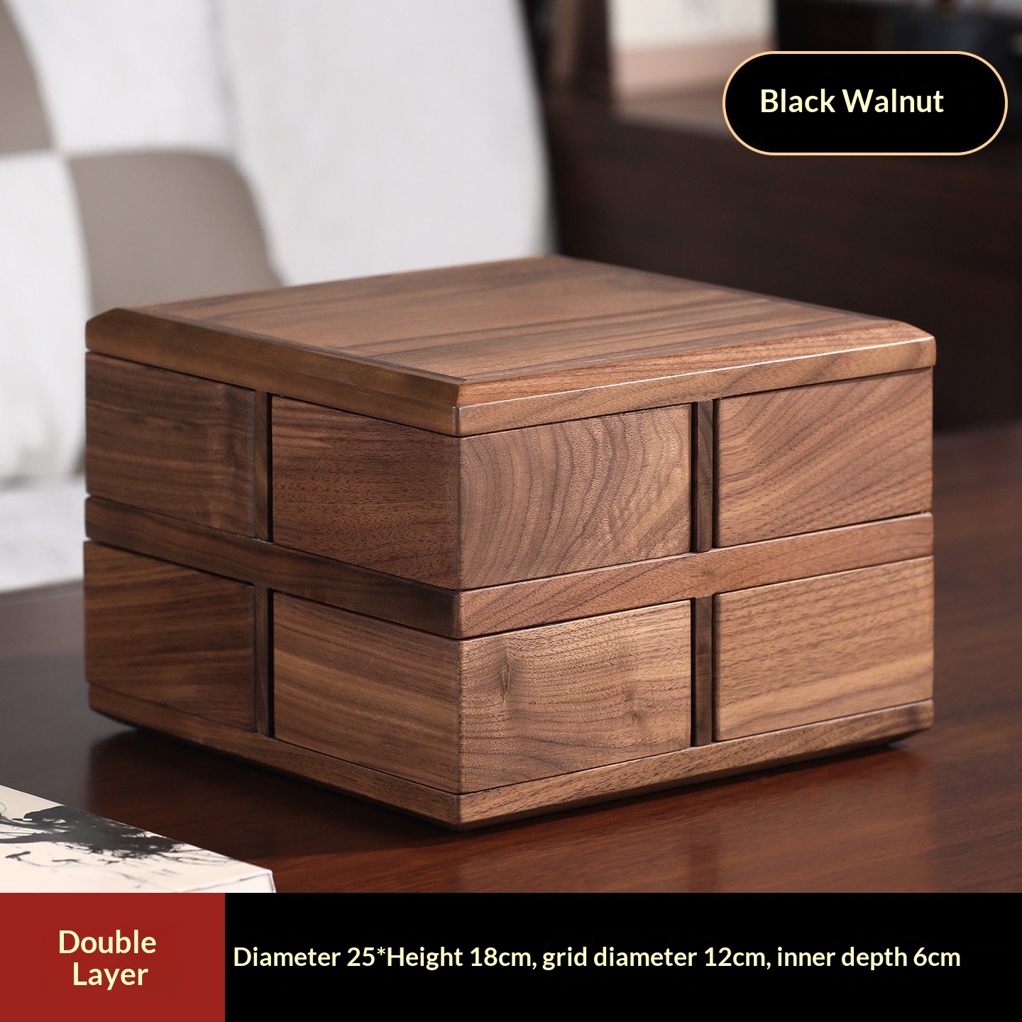 Rotating Walnut Wood Dry Fruit Storage Box