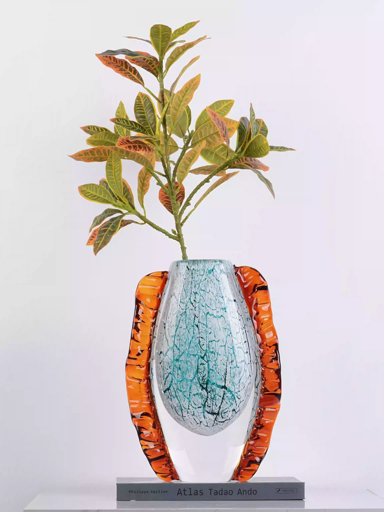 Modern Minimalist Entryway Snowflake-shaped Glass Vase With Double Handles