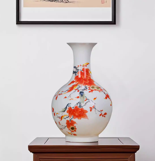 Porcelain Vase Ornament With Famille Rose Painting Of The A Thousand Li Of Rivers And Mountains Landscape