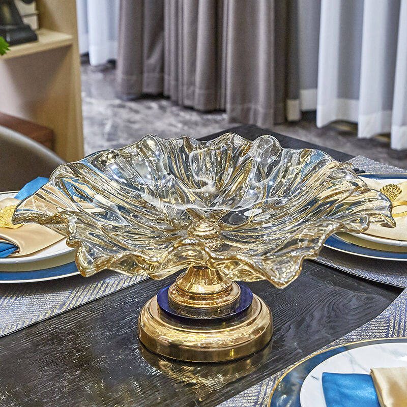 Light-luxury Golden Crystal Glass Fruit Bowl In European Style