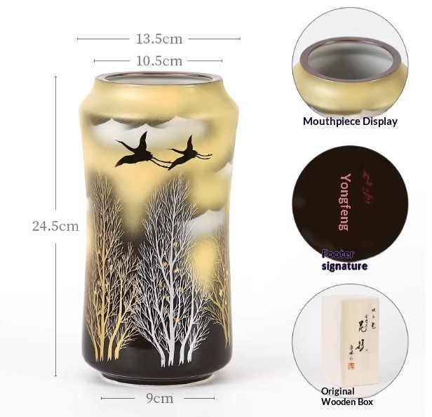 Brand-new Kutani-yaki Vase Ornament For Living Room Desk Decor