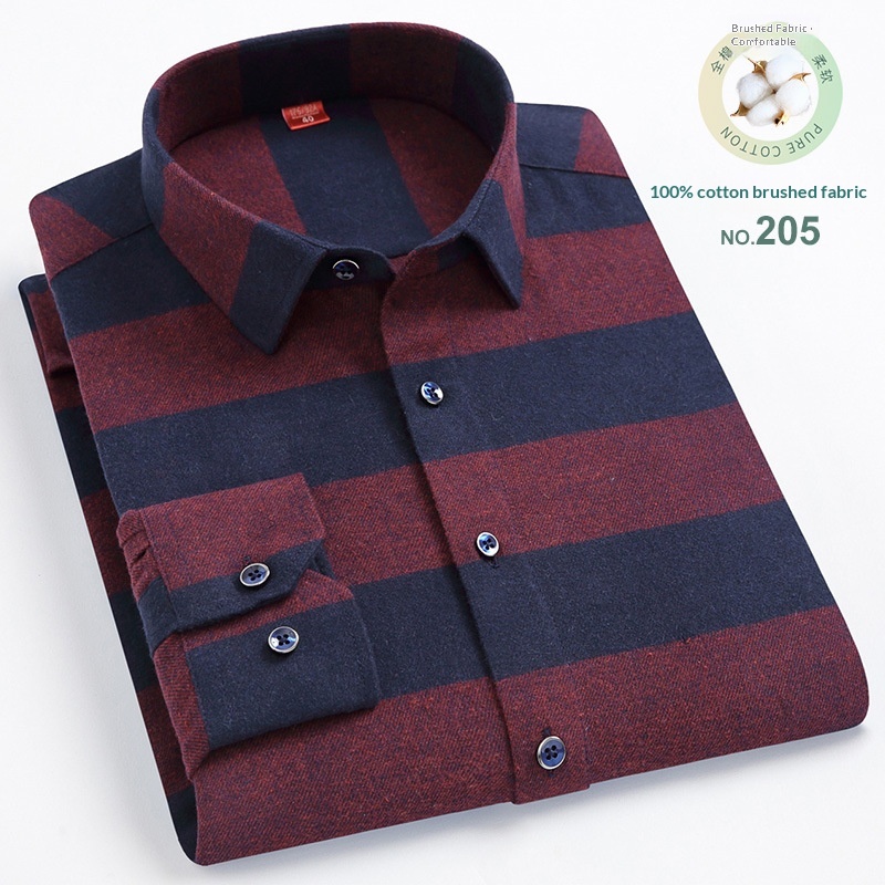 Mens Casual Plaid Cotton Square-collar Shirt