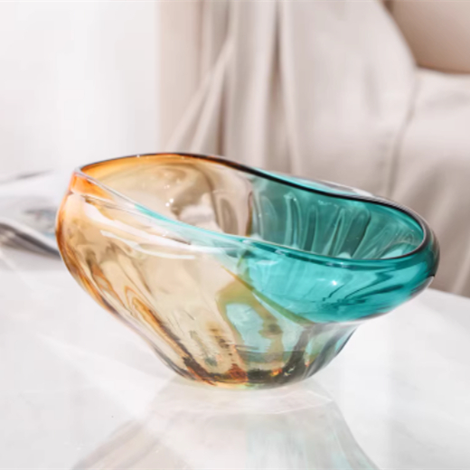 Light-luxury Colorful Glass Fruit Bowl A Stylish Tabletop Organizer For Fruits And Dried Snacks