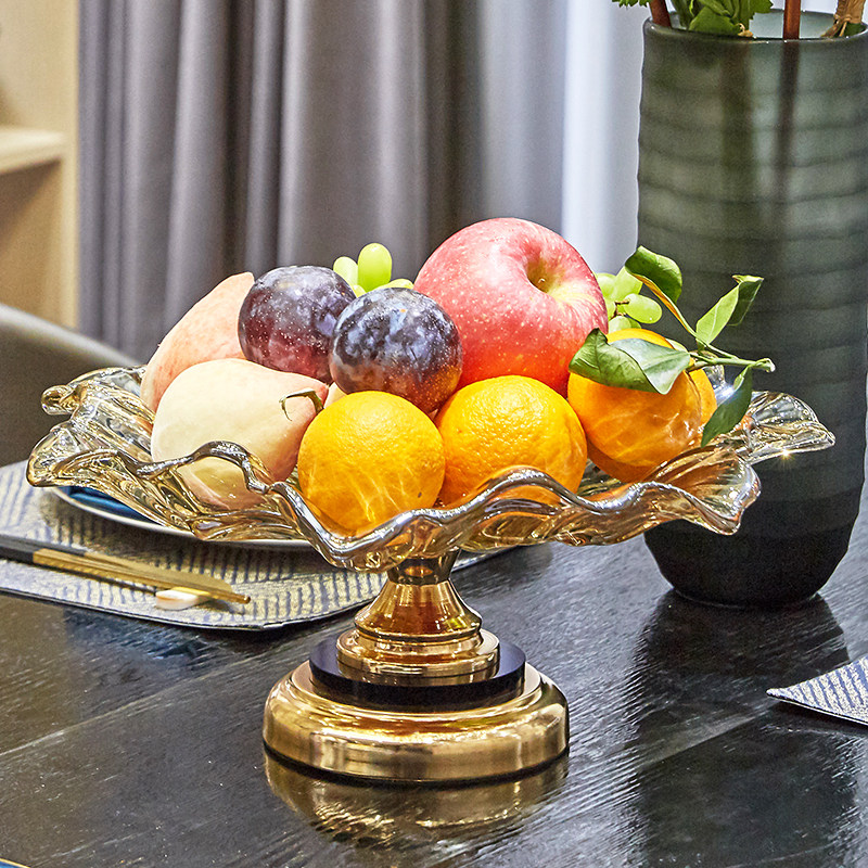 Light-luxury Golden Crystal Glass Fruit Bowl In European Style