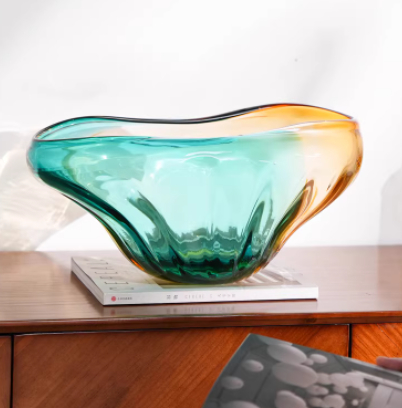 Light-luxury Colorful Glass Fruit Bowl A Stylish Tabletop Organizer For Fruits And Dried Snacks