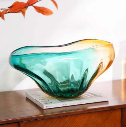 Light-luxury Colorful Glass Fruit Bowl A Stylish Tabletop Organizer For Fruits And Dried Snacks