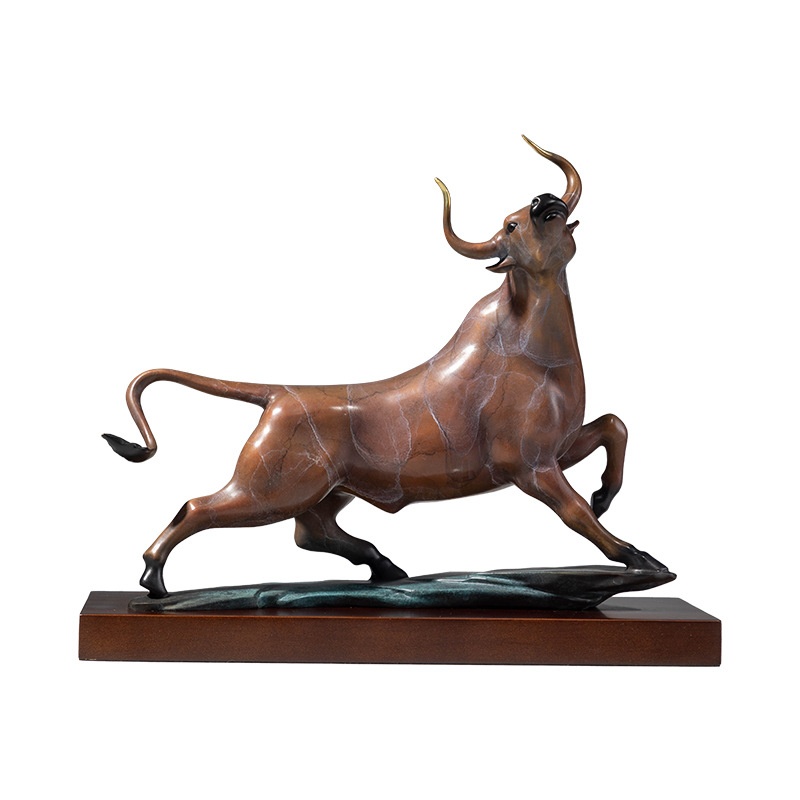 Golden Years Turning The Tide Brass Bull Ornament