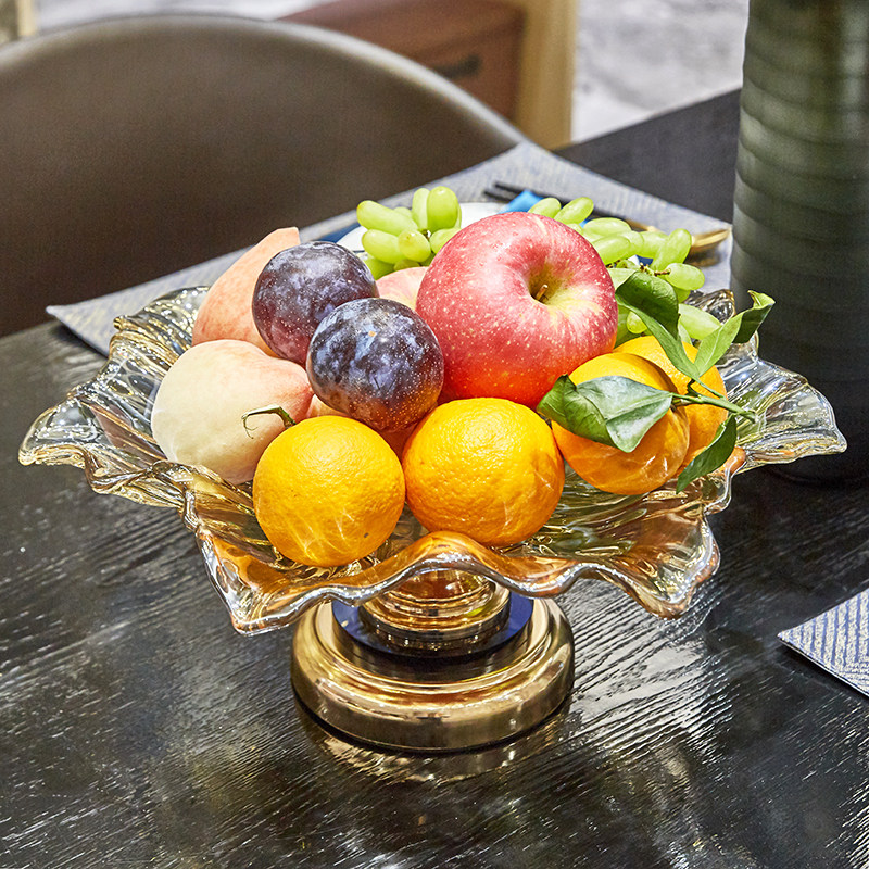 Light-luxury Golden Crystal Glass Fruit Bowl In European Style