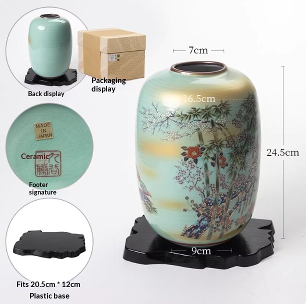 Brand-new Kutani-yaki Vase Ornament For Living Room Desk Decor