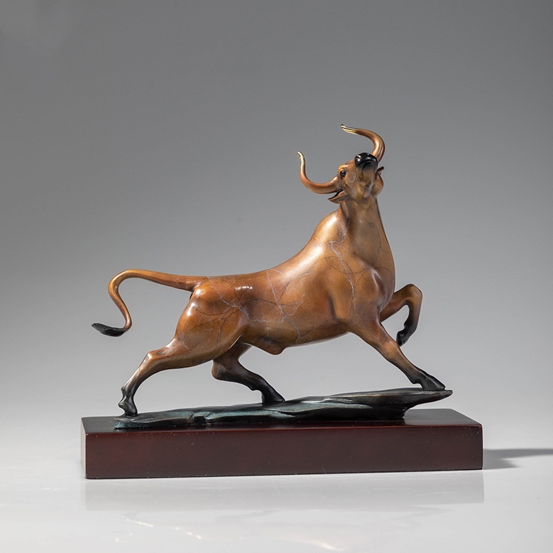 Golden Years Turning The Tide Brass Bull Ornament