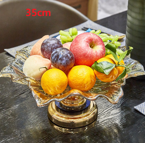 Light-luxury Golden Crystal Glass Fruit Bowl In European Style