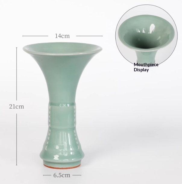 Celadon Song-style Ceramic Vase Ruyao Vintage Chinese Flower Vase