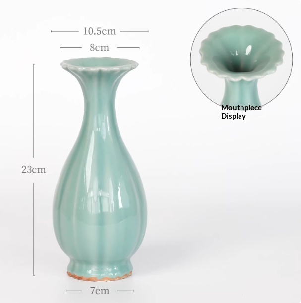 Celadon Song-style Ceramic Vase Ruyao Vintage Chinese Flower Vase