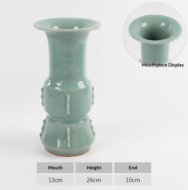 Celadon Song-style Ceramic Vase Ruyao Vintage Chinese Flower Vase