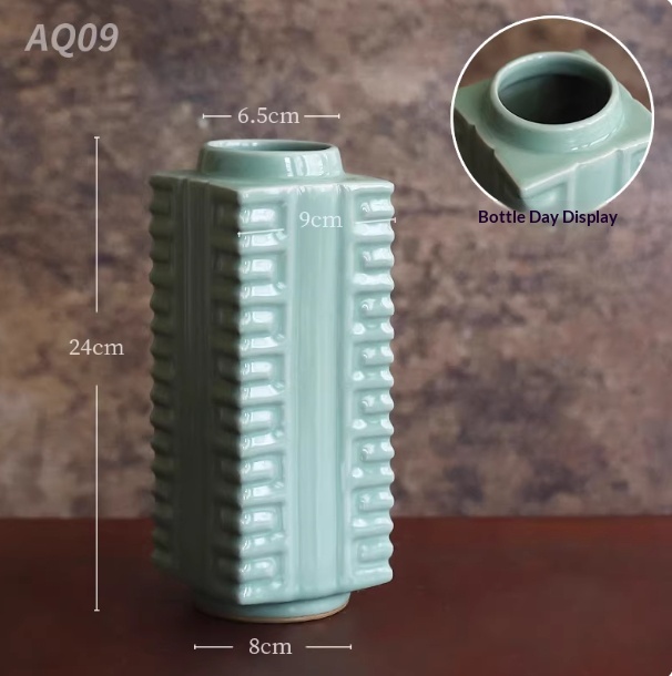 Celadon Song-style Ceramic Vase Ruyao Vintage Chinese Flower Vase