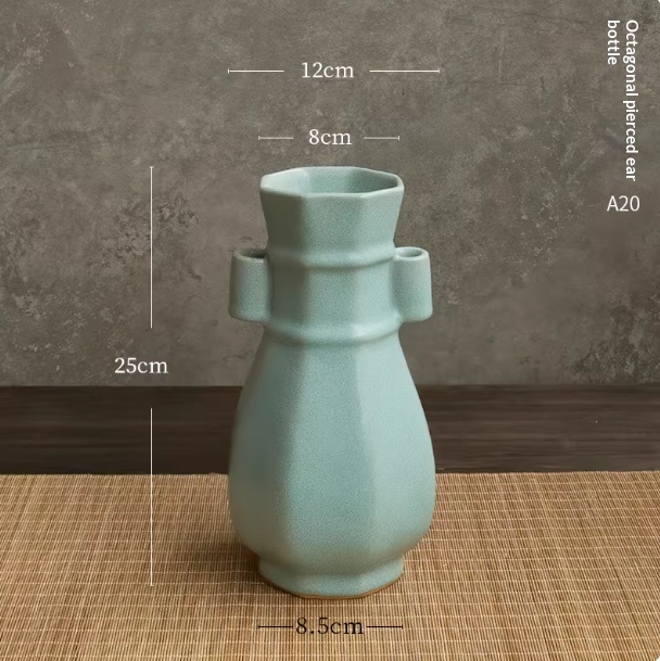 Celadon Song-style Ceramic Vase Ruyao Vintage Chinese Flower Vase