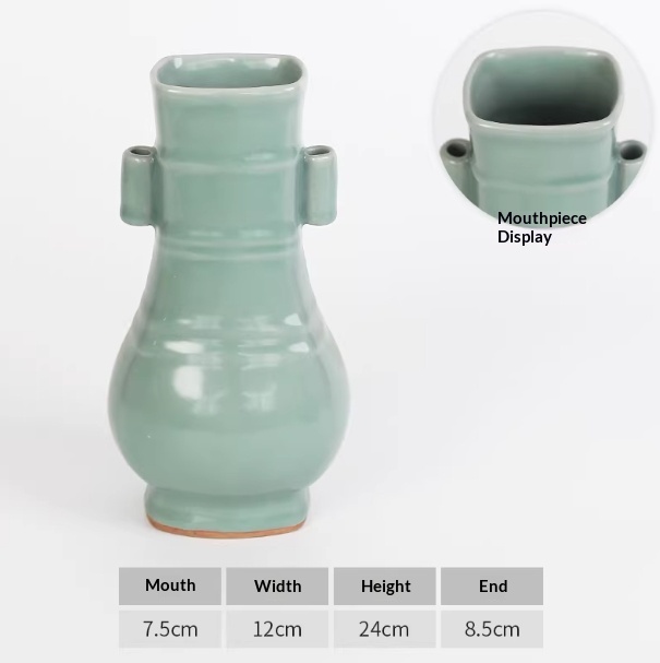 Celadon Song-style Ceramic Vase Ruyao Vintage Chinese Flower Vase