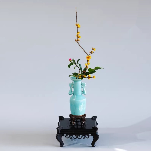 Celadon Song-style Ceramic Vase Ruyao Vintage Chinese Flower Vase