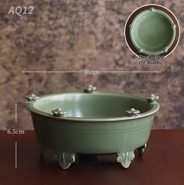 Celadon Song-style Ceramic Vase Ruyao Vintage Chinese Flower Vase