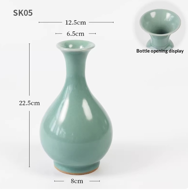 Celadon Song-style Ceramic Vase Ruyao Vintage Chinese Flower Vase