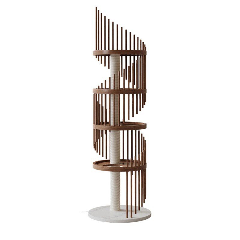 Home-use Space-saving All-in-one Solid Wood Cat Tree For Playing And Sleeping