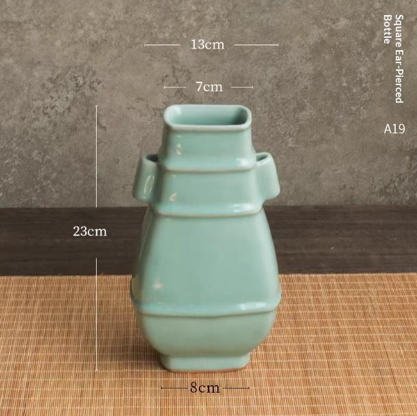 Celadon Song-style Ceramic Vase Ruyao Vintage Chinese Flower Vase