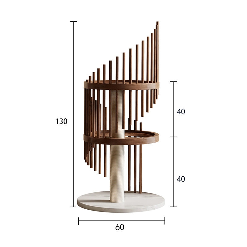 Home-use Space-saving All-in-one Solid Wood Cat Tree For Playing And Sleeping