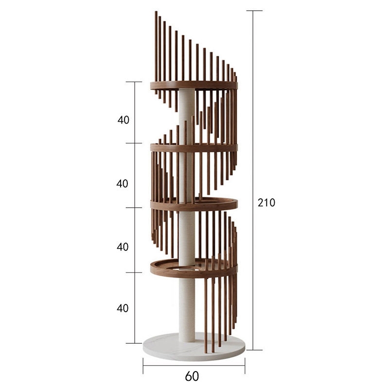 Home-use Space-saving All-in-one Solid Wood Cat Tree For Playing And Sleeping