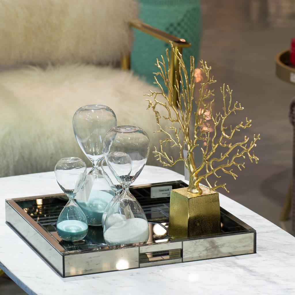 Aged Gold Branch Desk Decoration, Semi-handmade Ironwork