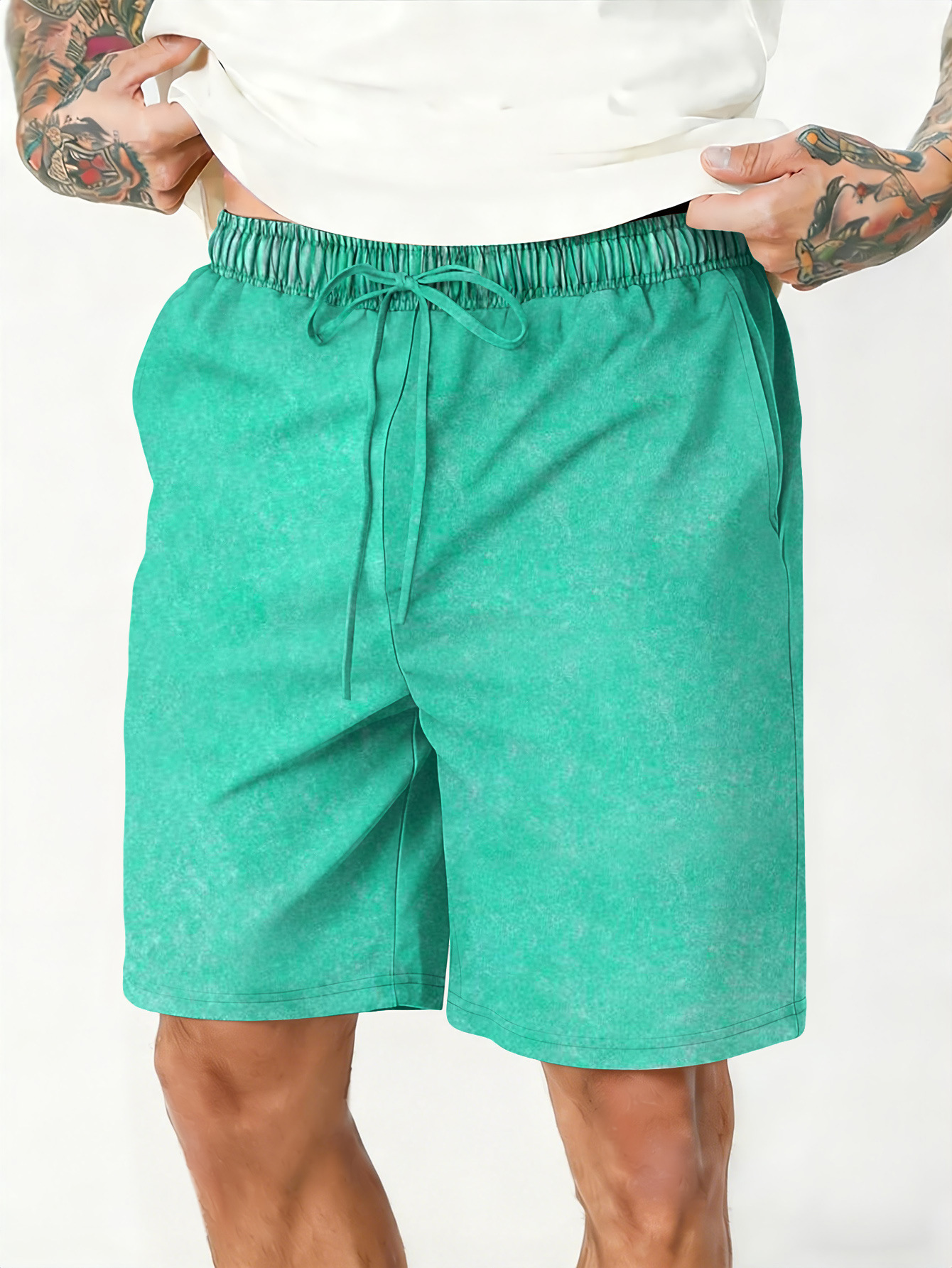 Mens Relaxed-fit Washed-and-distressed Casual Shorts