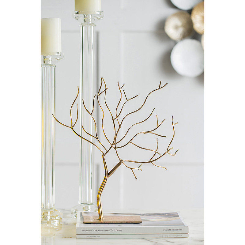 Aged Gold Branch Desk Decoration, Semi-handmade Ironwork