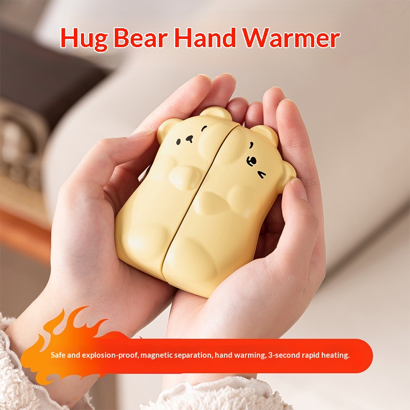 Bear-shaped Handheld Magnetic Detachable Mini Hand Warmer With Multiple Heat Settings And Rechargeable Battery