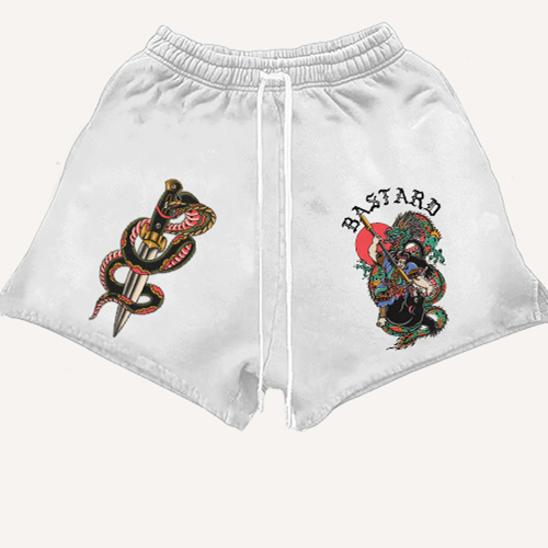 Printed Summer Loose Drawstring Fringed Fabric Shorts