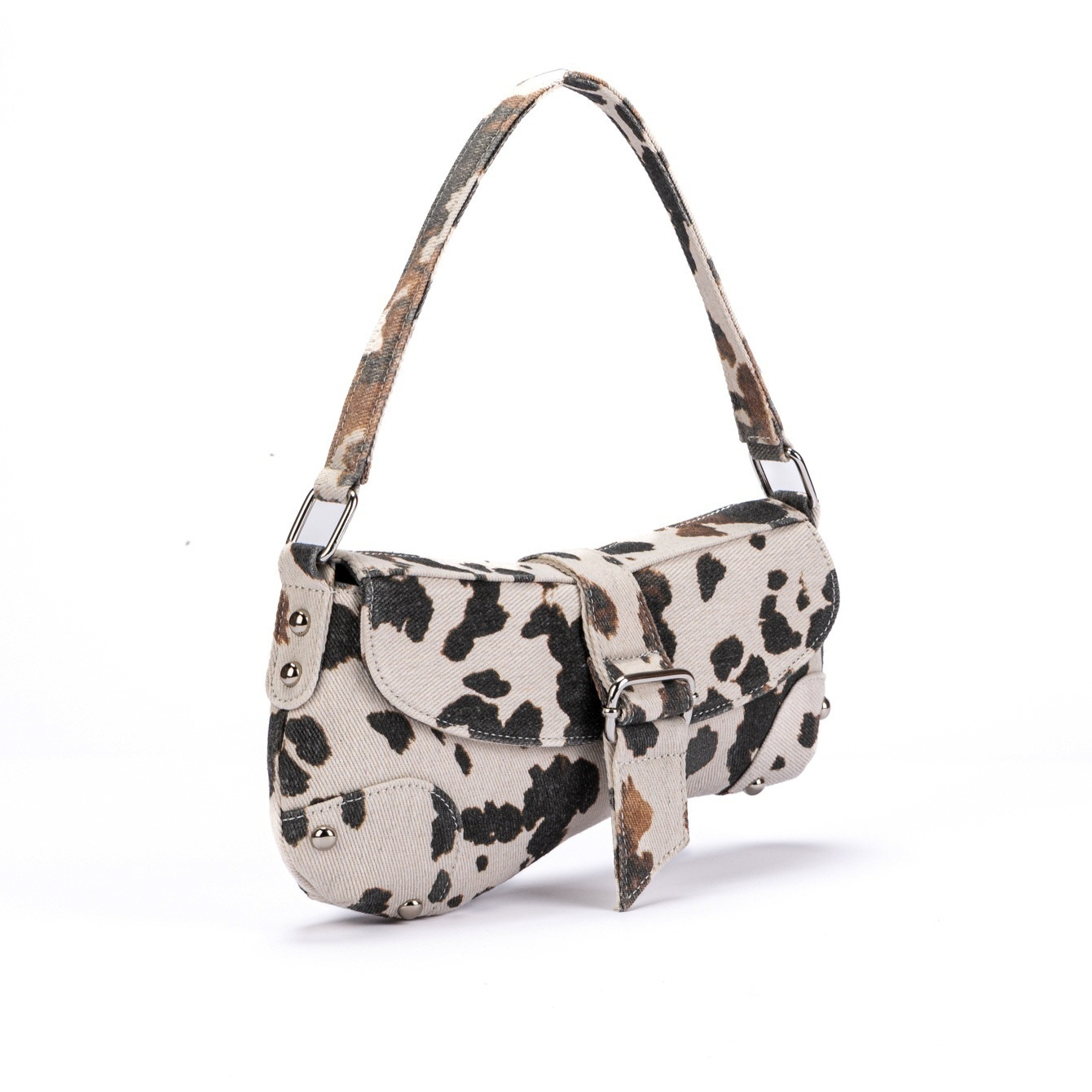 Womens Distressed Leopard-print Underarm Bag Asymmetric Single-shoulder