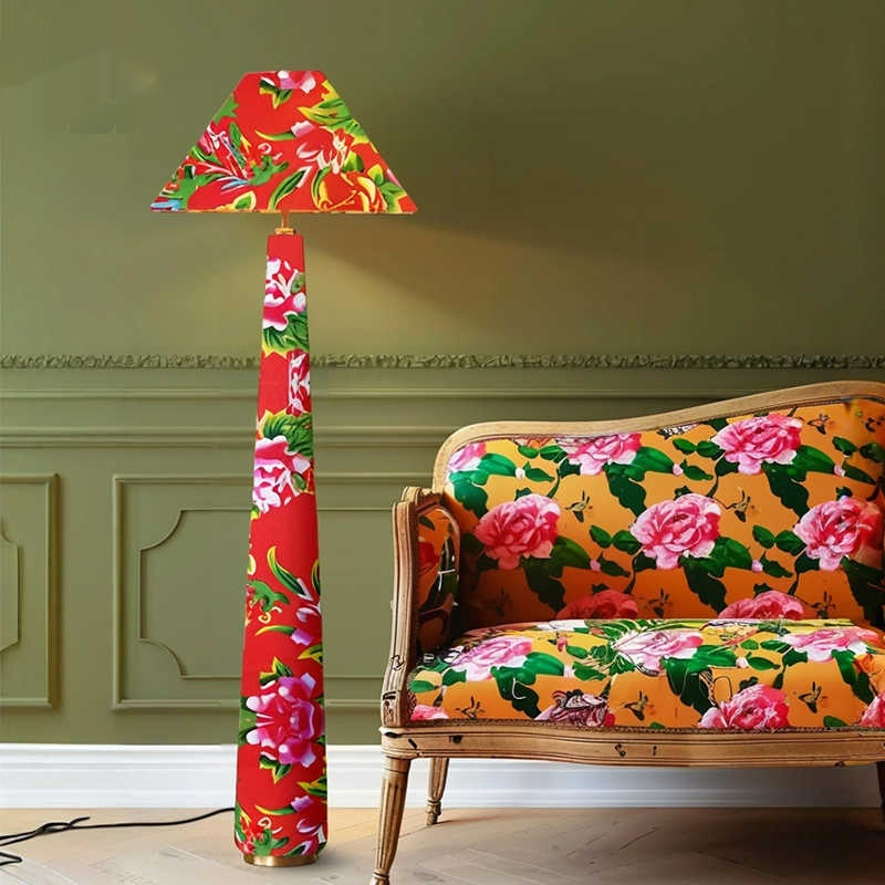 Chinese-style Song Dynasty Aesthetic Floor Lamp With Velvet Cover