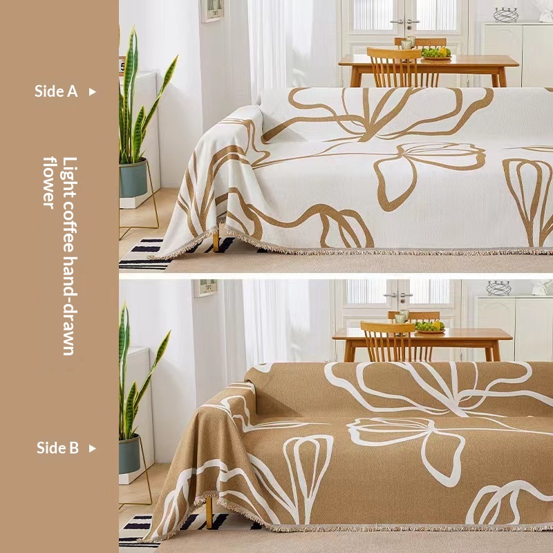 Simple Floral Sofa Cover And Cushion