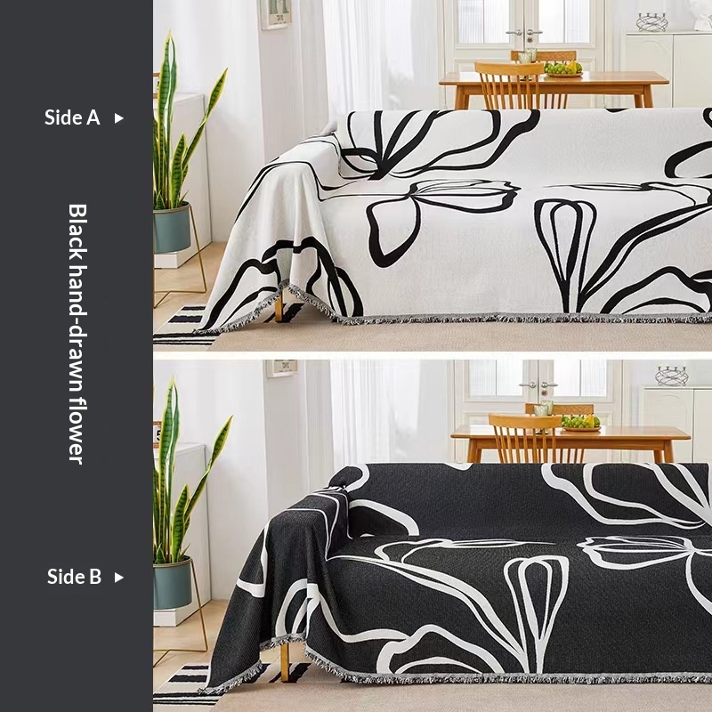 Simple Floral Sofa Cover And Cushion