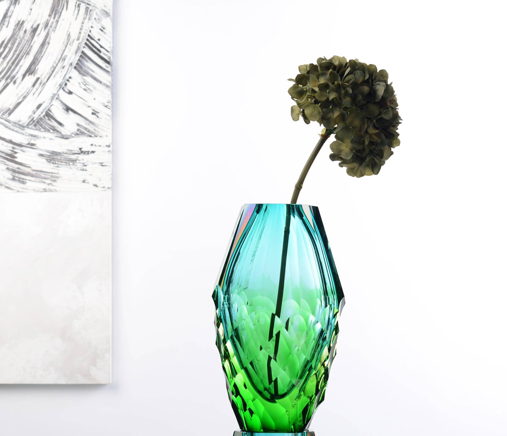 Blue-green Gradient Light Luxury Minimalist High-end Glass Vase