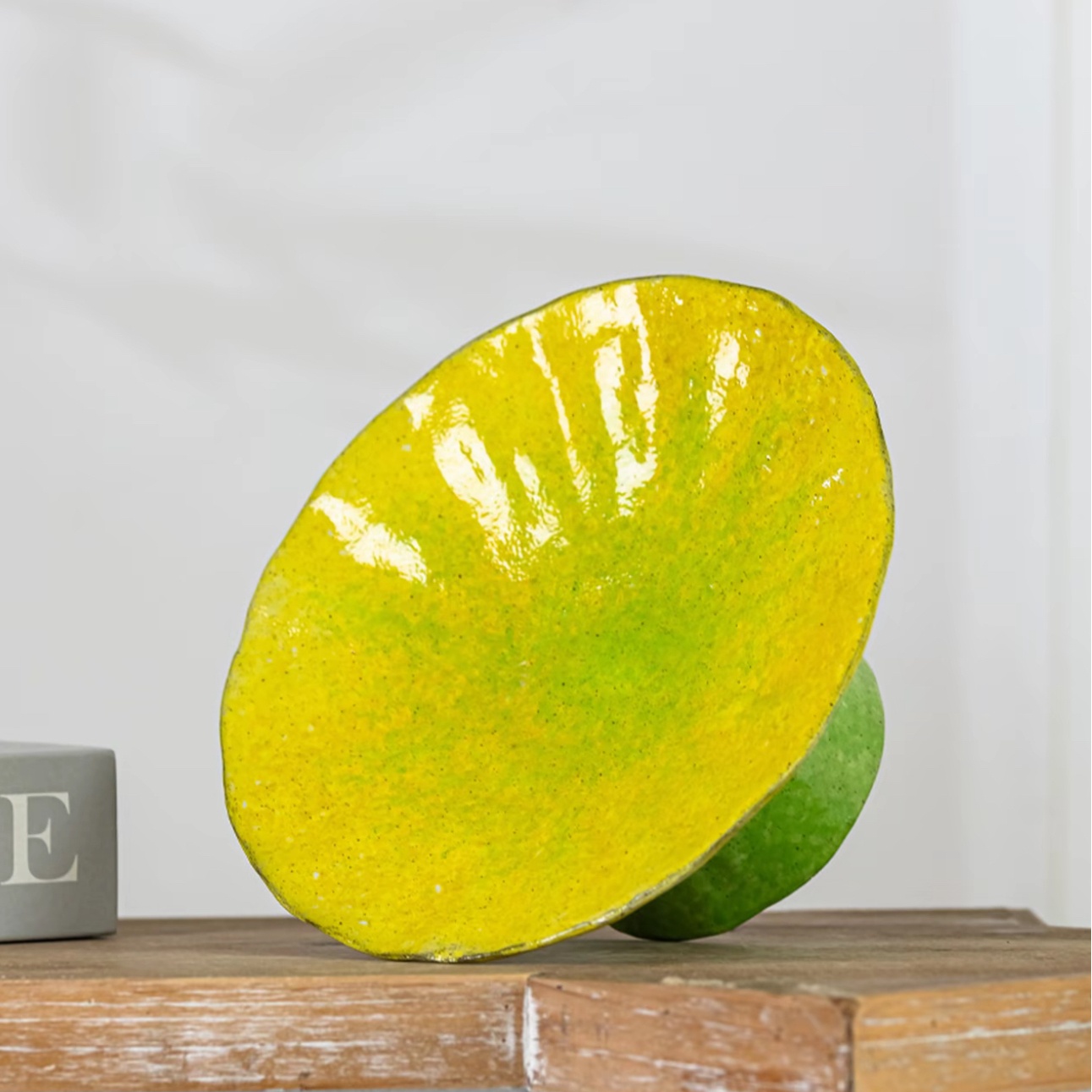Handmade Ceramic Tray And Flower Pot Featuring A Hand-painted Citrus Motif