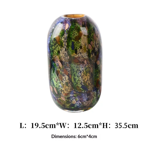 Peacock-green Flat Flower Vessel A Modern Minimalist High-end Glass Vase For Decorative Use