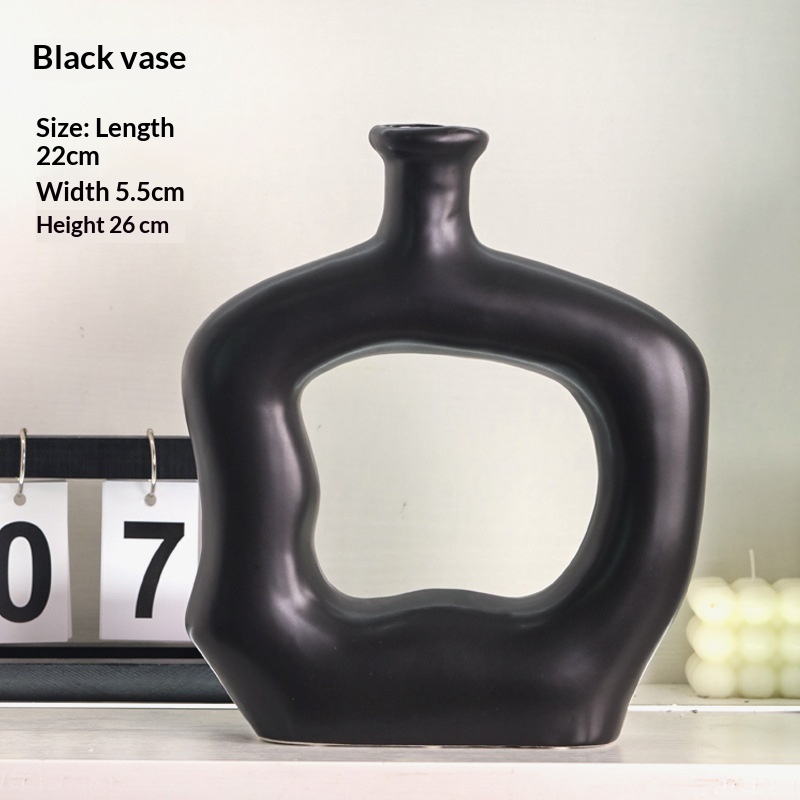 Modern Art Black-and-White Minimalist Striped Ceramic Vase